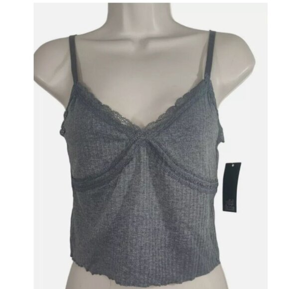 Wild Fable Women's Lace Trim Tiny Tank Top Heather Gray XXL - Picture 7 of 7